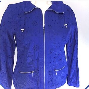 Laura Ashley Brilliant Blue Eyelet Jacket